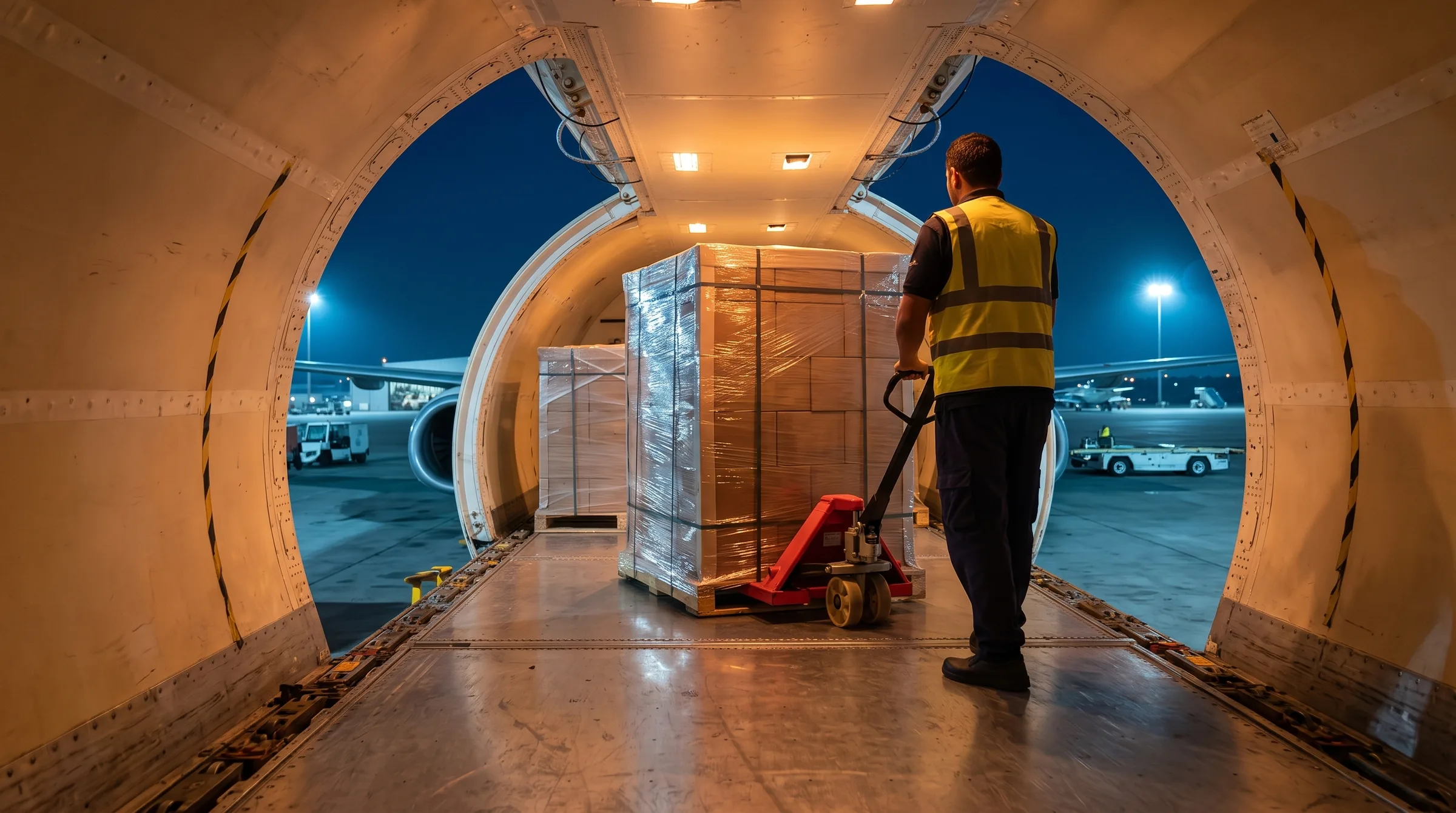 Pallet entrando a la bodega de la aeronave