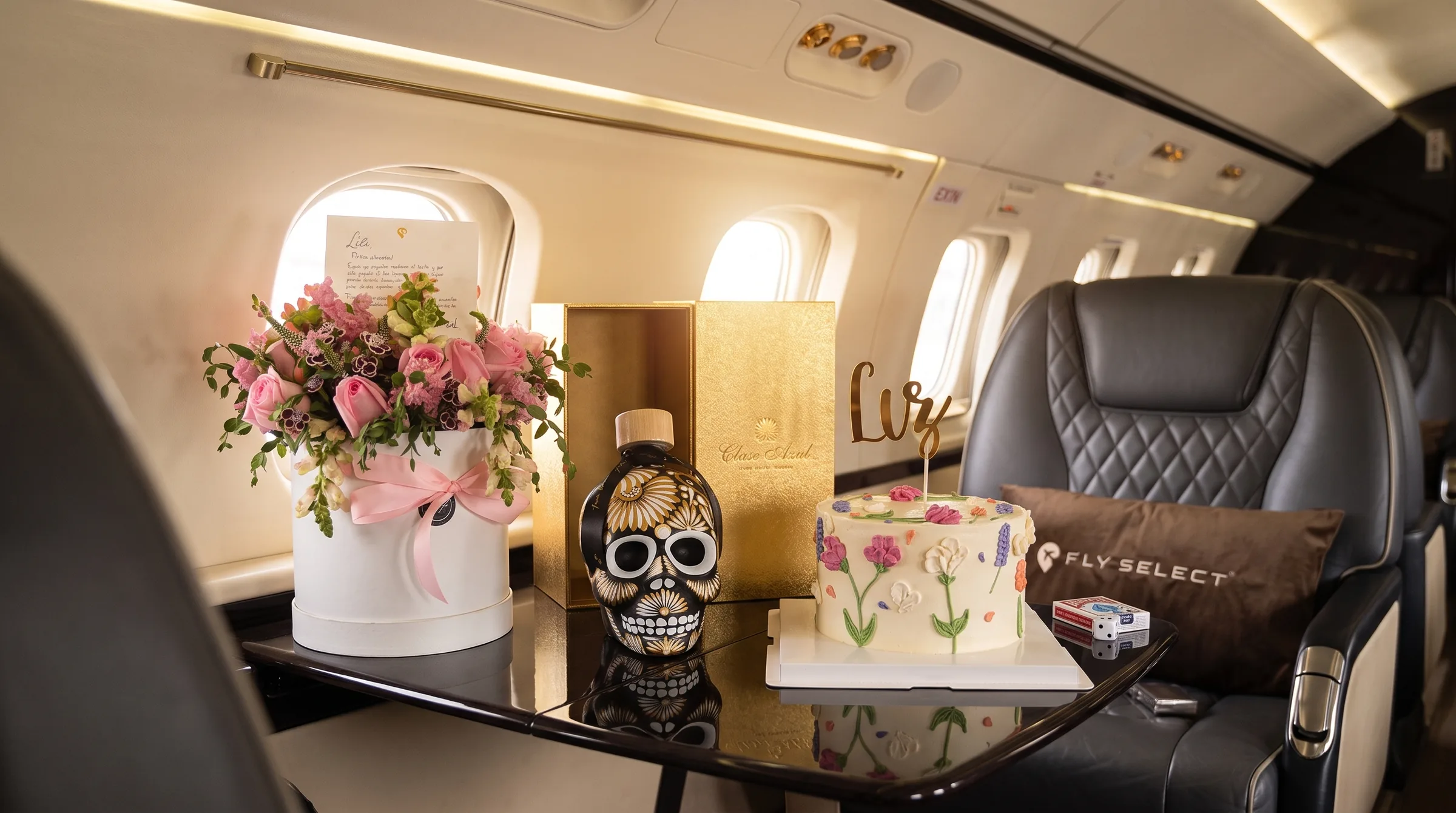 Tequila y detalles personalizados a bordo de Fly Select